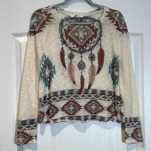 Glaze Womens Western Ethnic Print Lightweight Sweater Size S